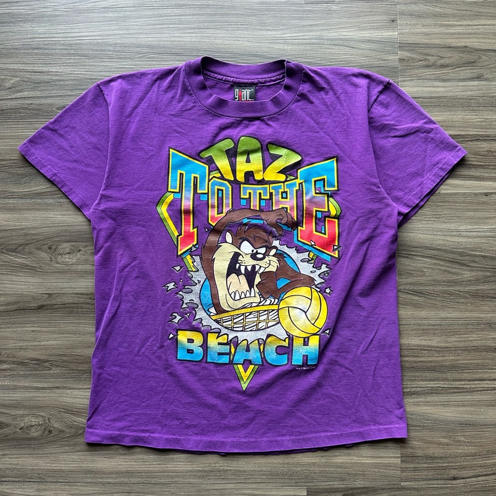 Vintage 1993 Taz To The Beach Looney Tunes Tee - Picture 1 of 6